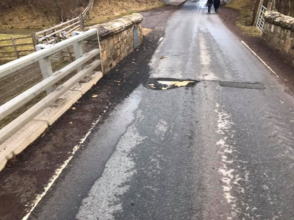 Decaying: the entry to the Spey Bridge from the Kingussie end