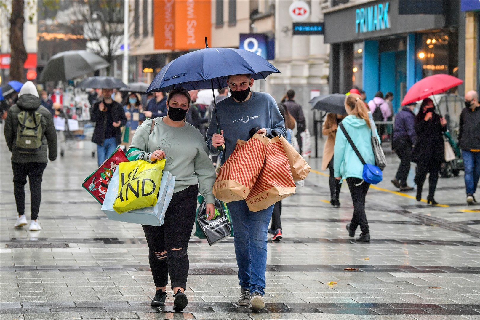 Cardiff city centre has been busy with Christmas shoppers after the country came out of lockdown (Ben Birchall/PA)