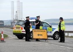 The police cordon at Invergordon