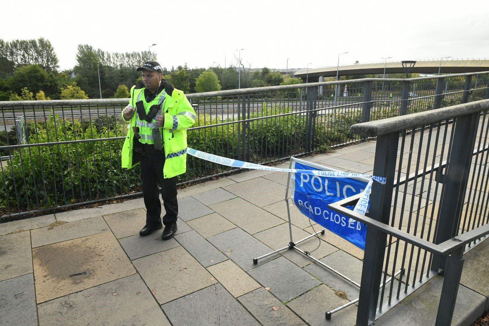 The scene of the incident at the Golden Bridge that closed the A9 in both directions this morning.