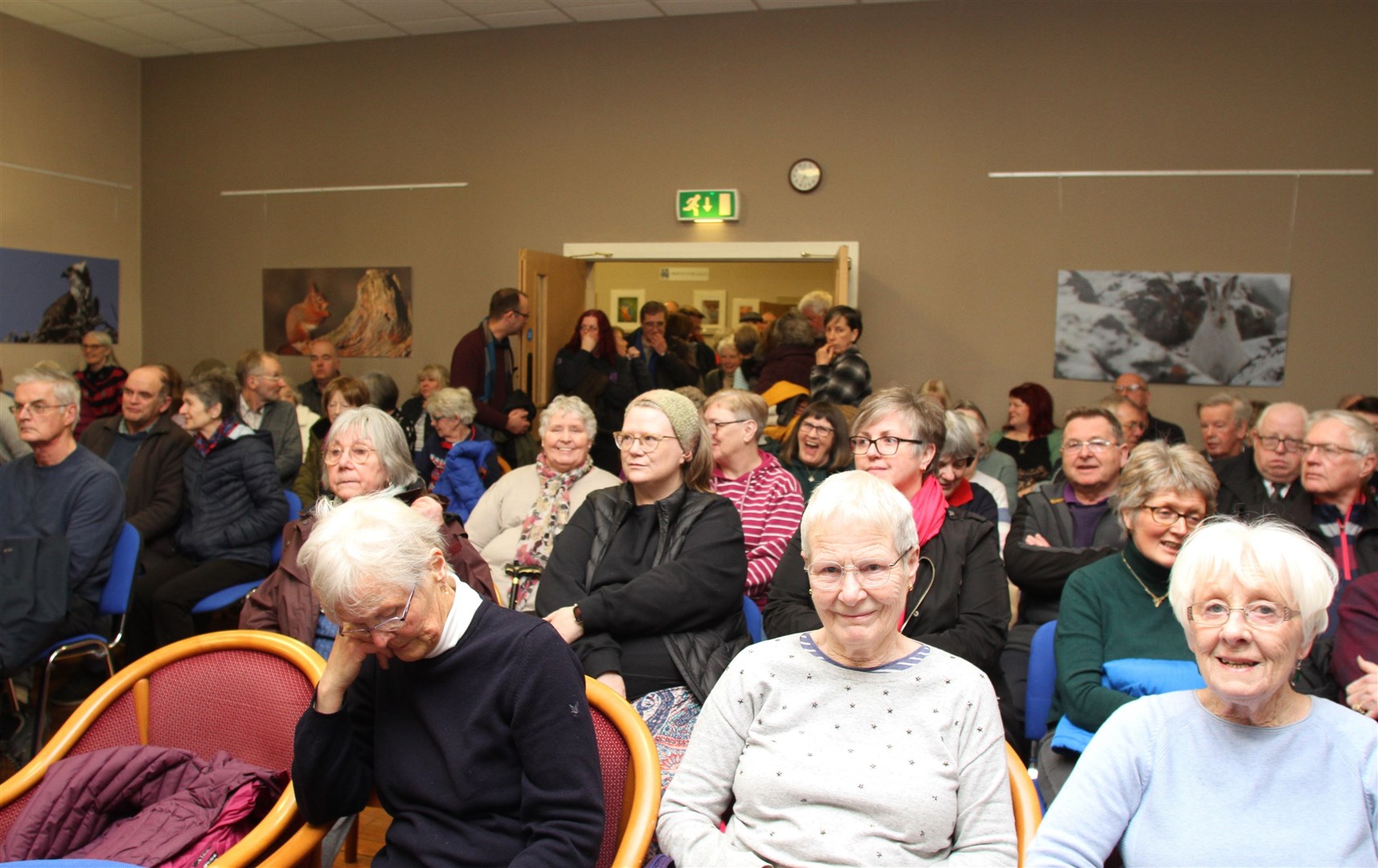 The crowd filled three rooms at the Grant Arms Hotel.