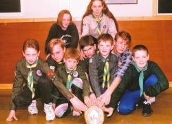 Members of the 31st Inverness Aviemore Scout swimming team in November 1993 with a gala trophy they had won. Pictured are (back l to r:) Sarah Crymble and leader Marilyn Hemingway. (Front l to r:)Keith Crymble, Blair Fyffe, Duncan Hemingway, Billy Hemming