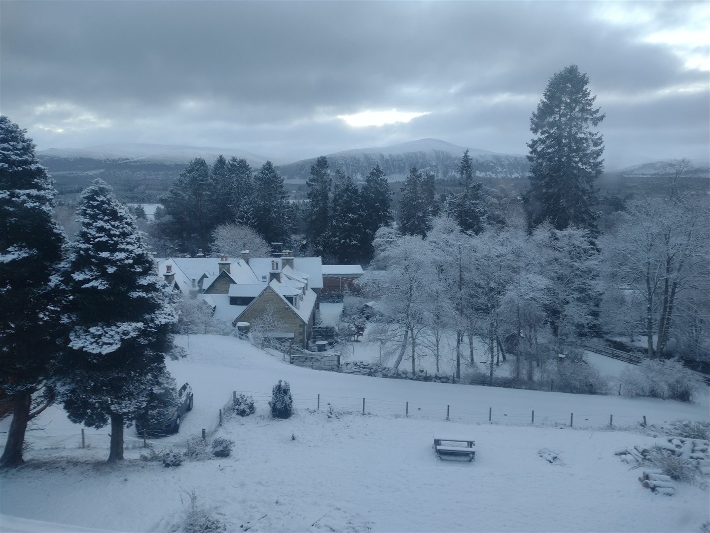 Snowy conditions in Kincraig.