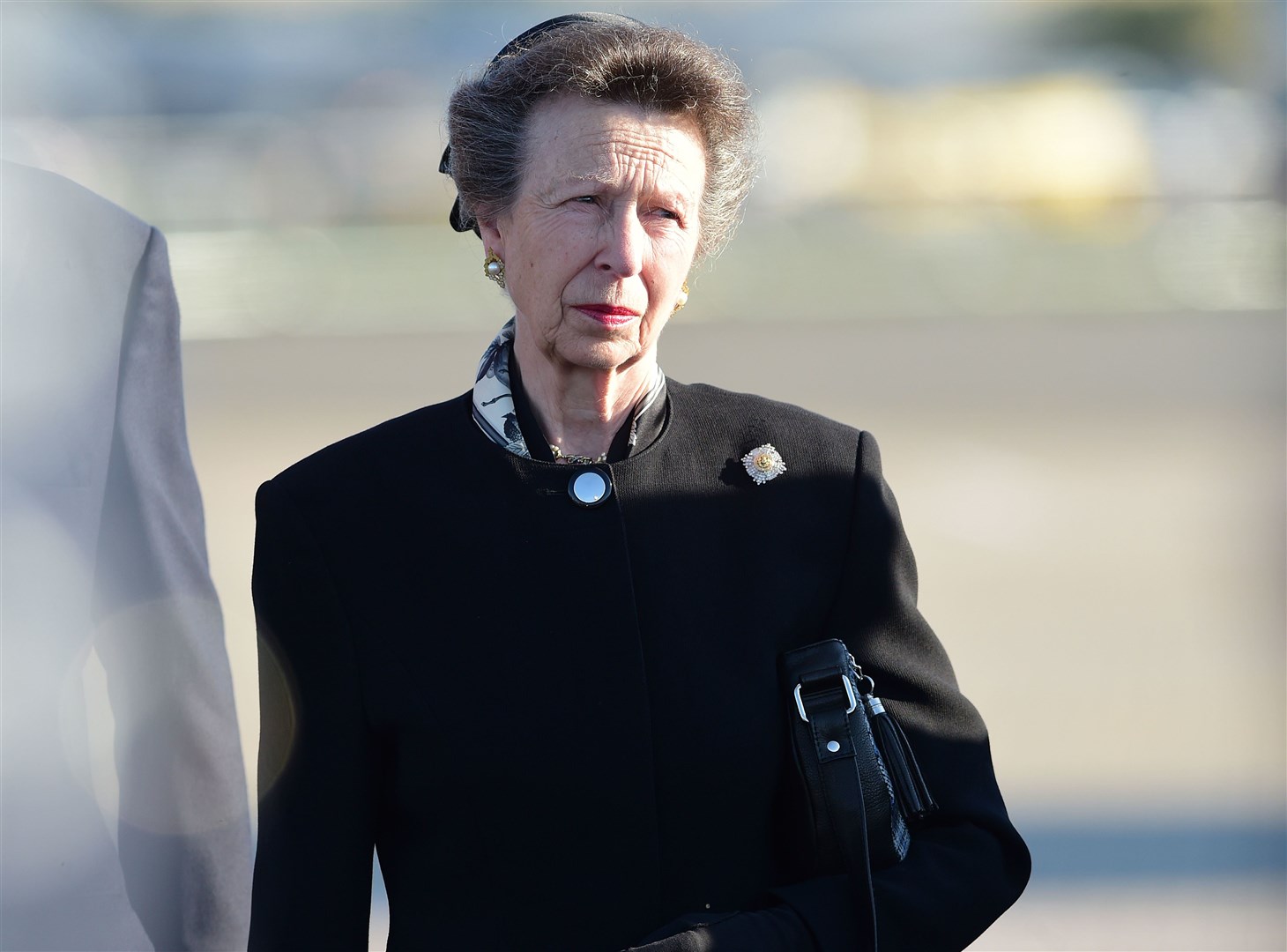 The Princess Royal as the Queen’s coffin is met at Edinburgh Airport (Victoria Stewart/Daily Record/PA)