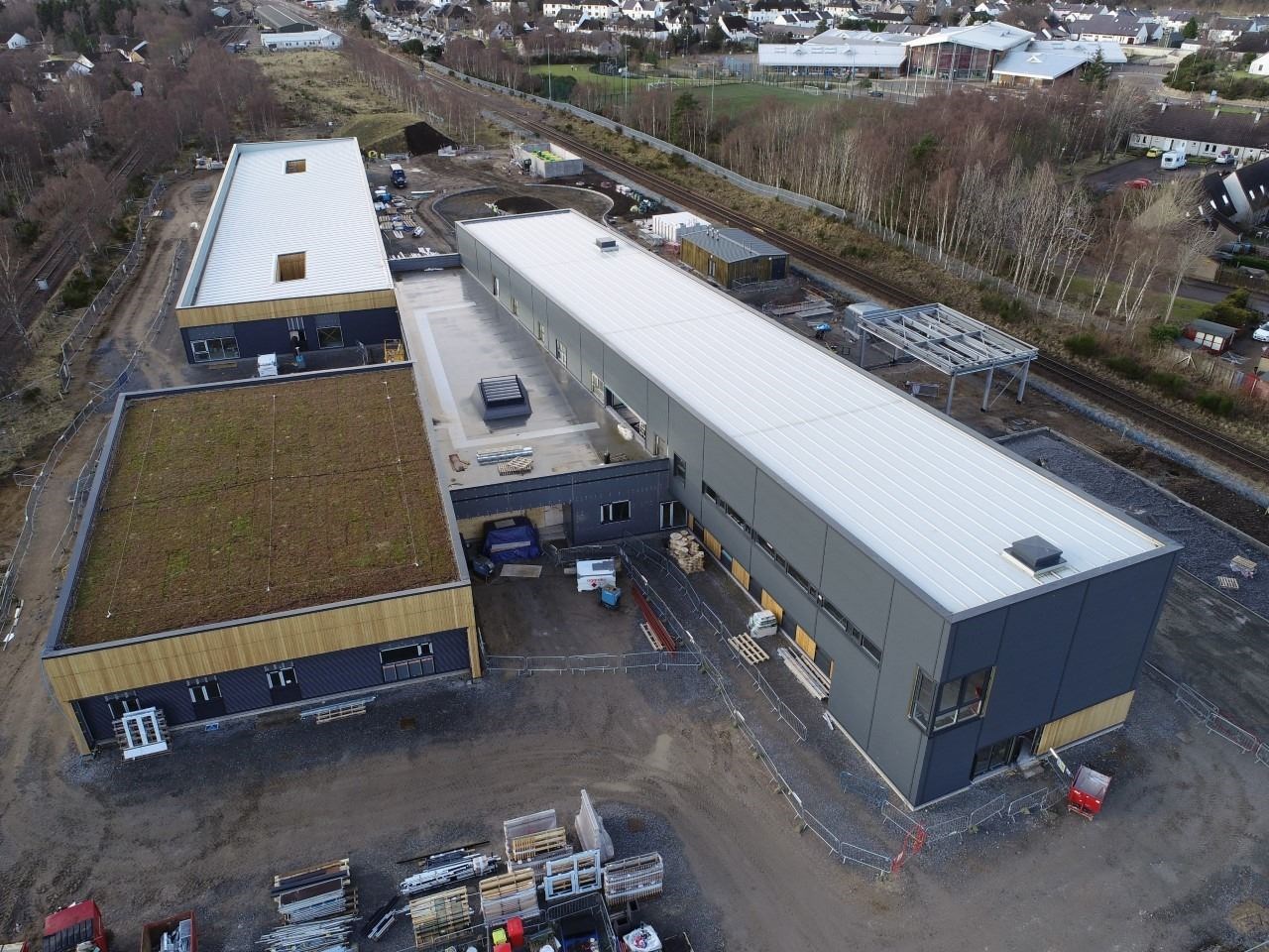 An aerial view of the new community hospital taken in the summer.