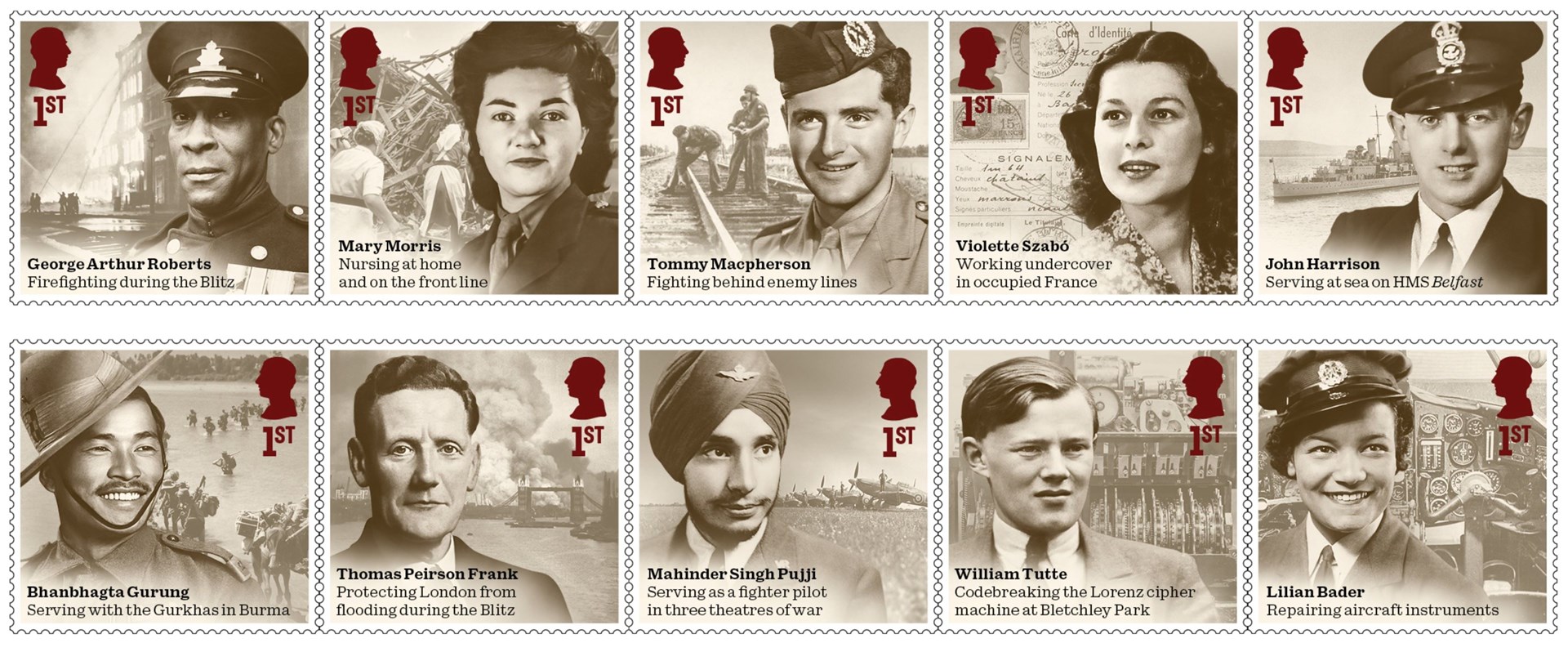 HEROES ALL: The legends honoured on the Royal Mail's VE stamps.