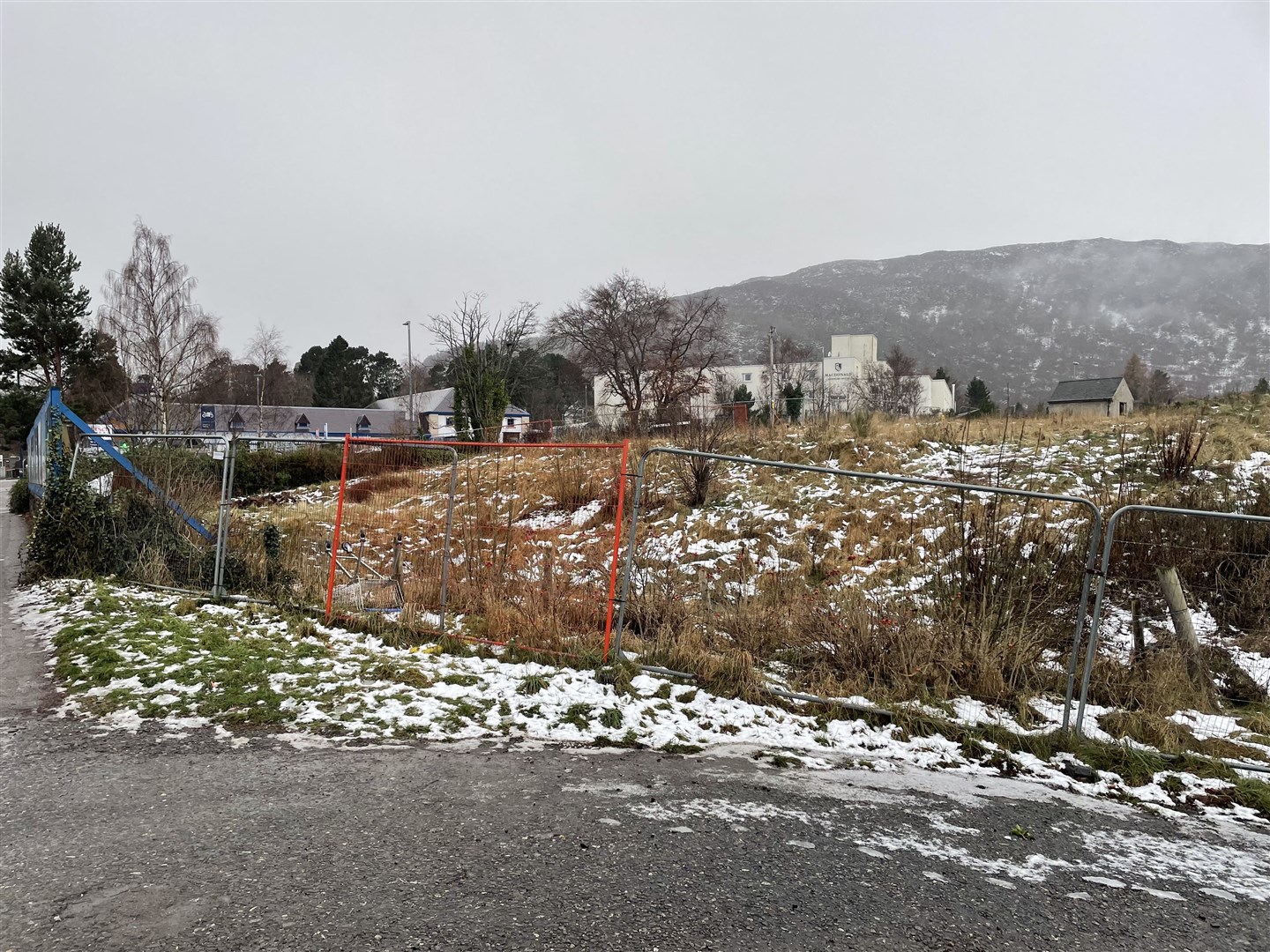 Looking over the proposed development site from Grampian Road.