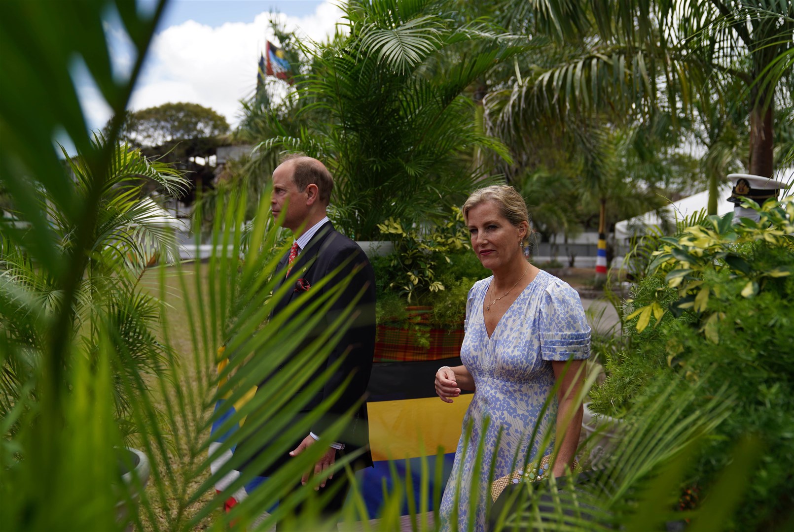 The Earl and the Countess of Wessex in the garden of Government House in St John’s, Antigua and Barbuda, in April (Joe Giddens/PA)
