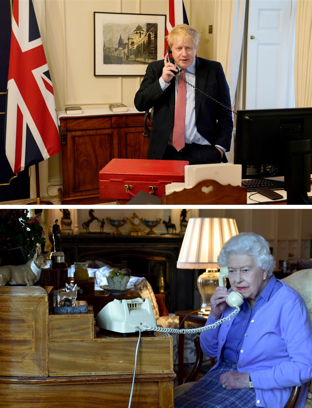 The Queen’s audiences with Boris Johnson were often by phone during the pandemic (Andrew Parsons/10 Downing Street/Crown copyright/Buckingham Palace/PA)