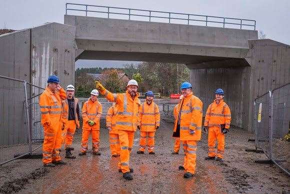 Celebrations at the Lynebeg Rail Bridge where the work has now been successfully completed