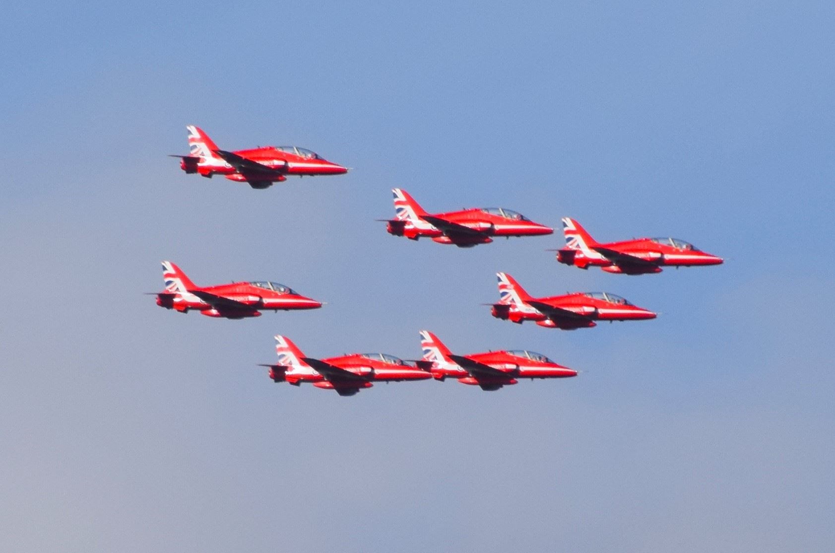 Close range formation flying during the exercises on Tuesday. Picture: Philip Murray.