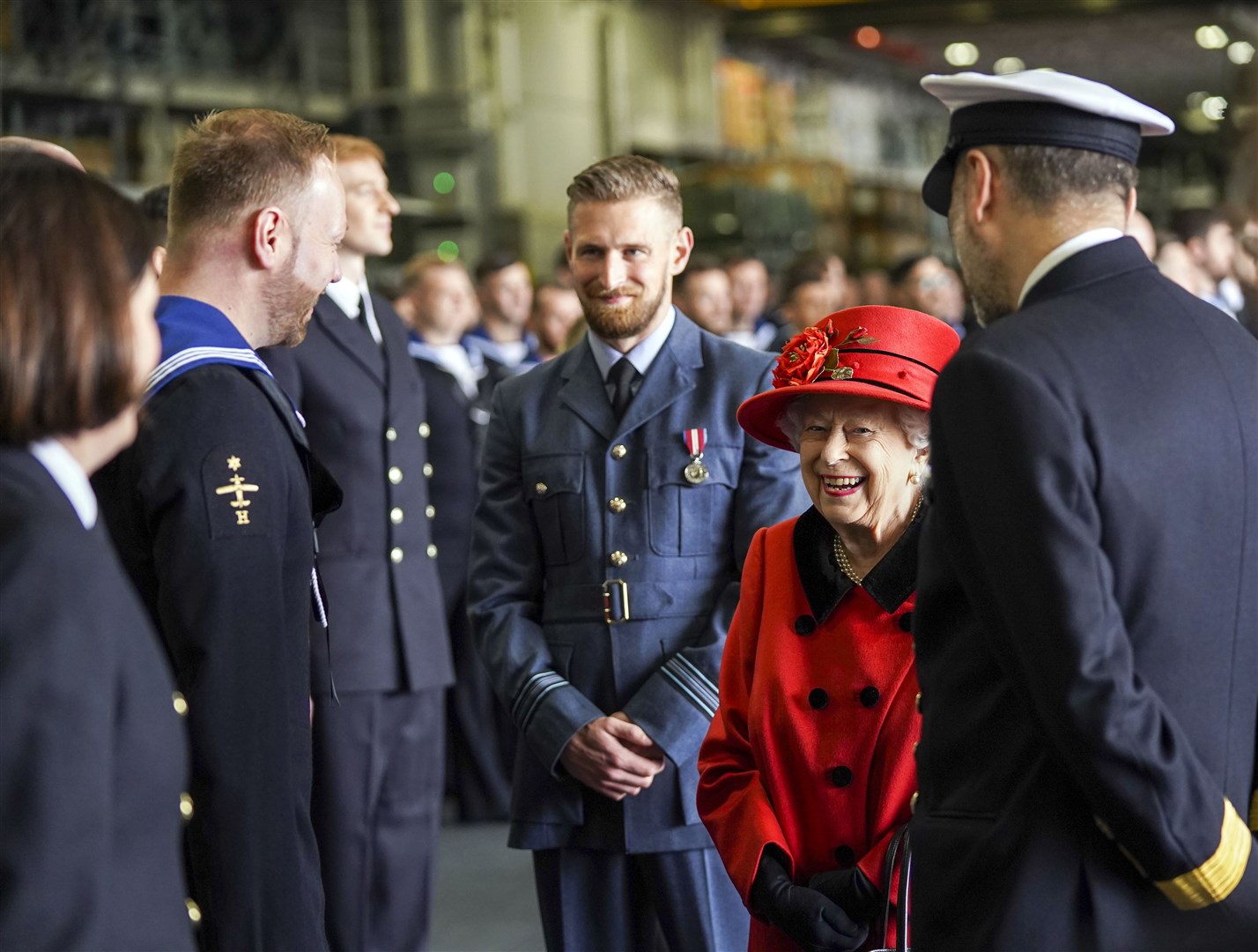 The Queen during a visit to HMS Queen Elizabeth at HM Naval Base, Portsmouth (Steve Parsons/PA)