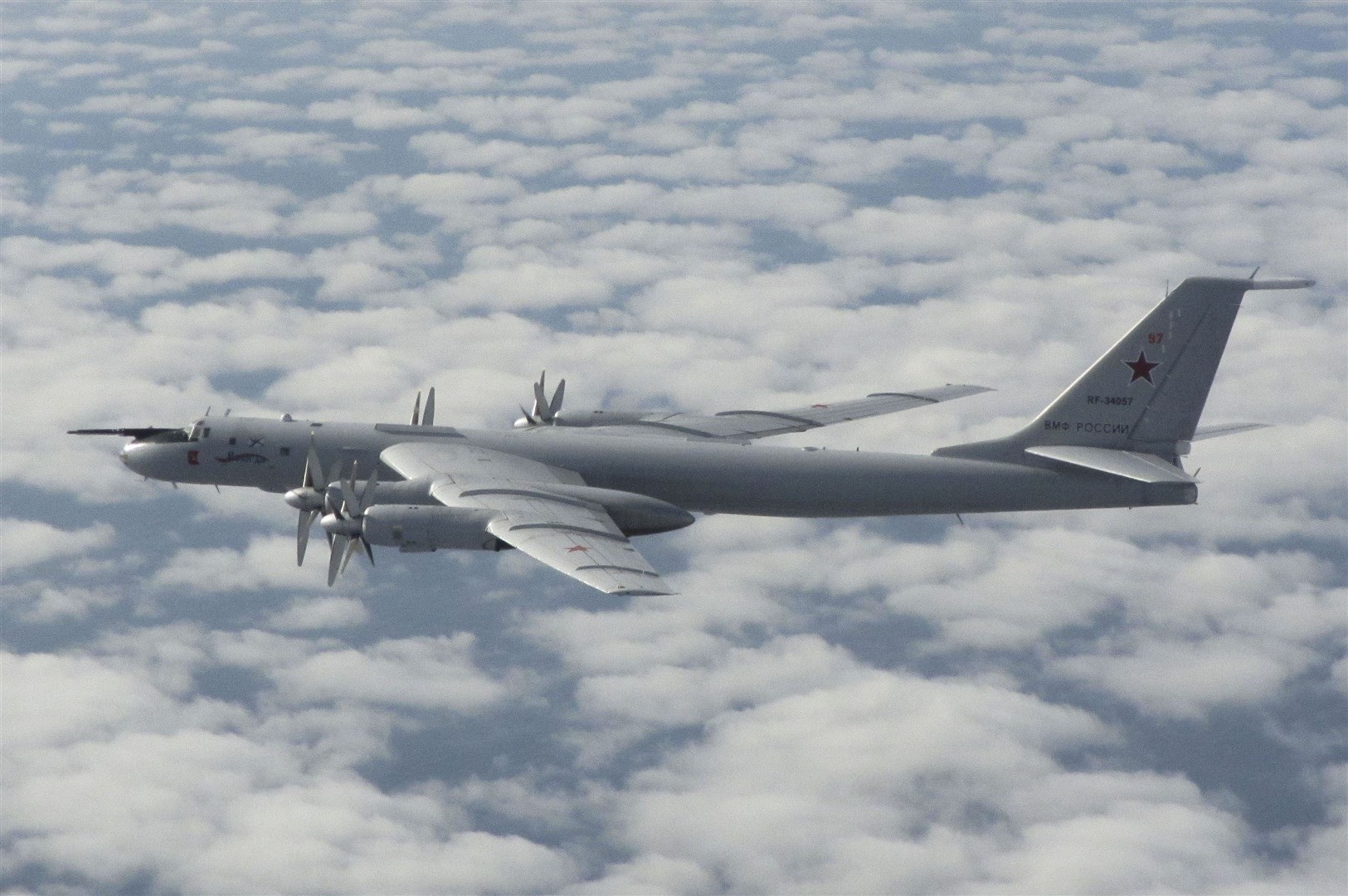 One of two Russian Tu-142 Bear F aircraft that were intercepted near UK airspace (SAC Aeris Finney/PA)