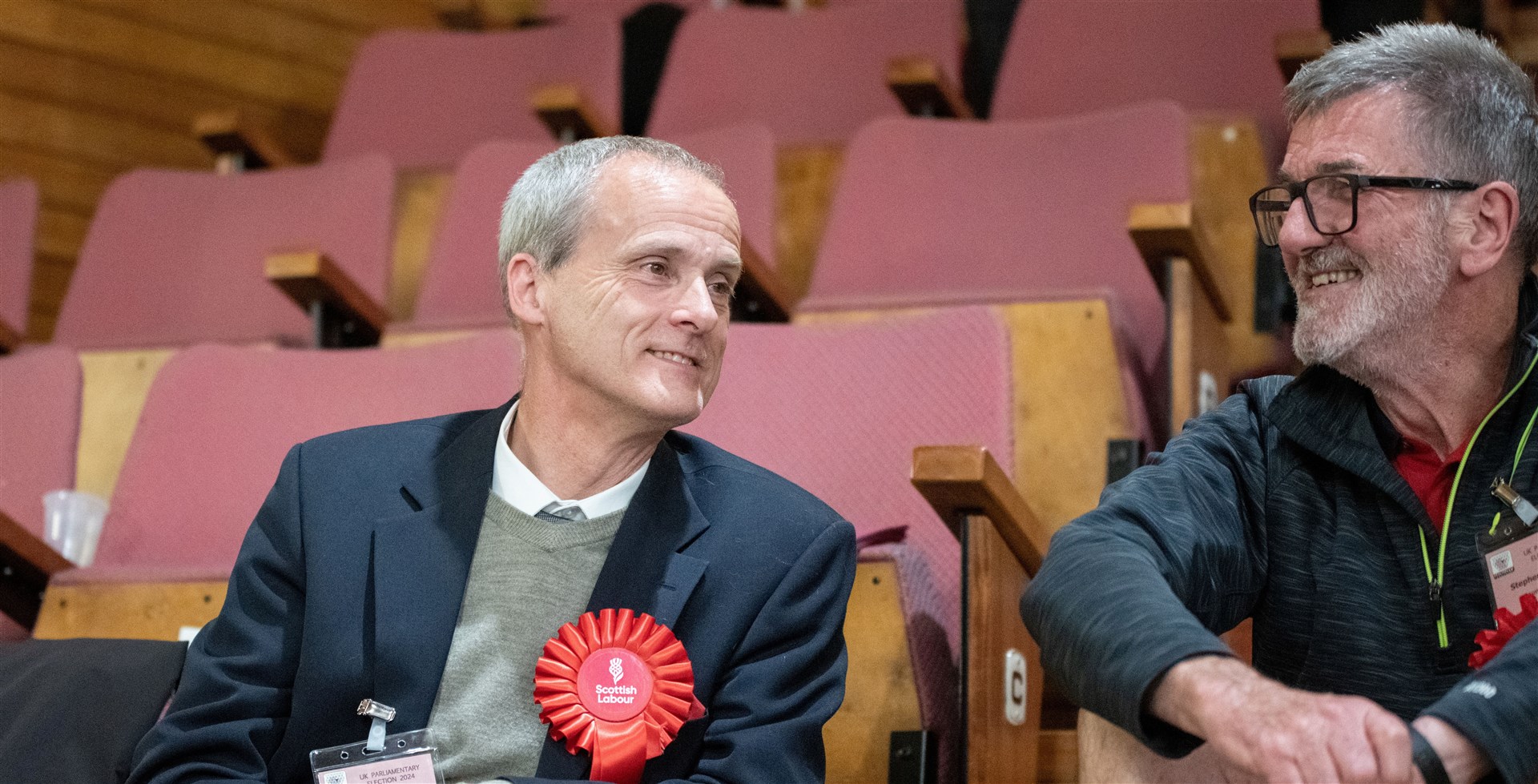 Labour councillior Sandy Keith chats to a fellow supporter.Picture: Daniel Forsyth.
