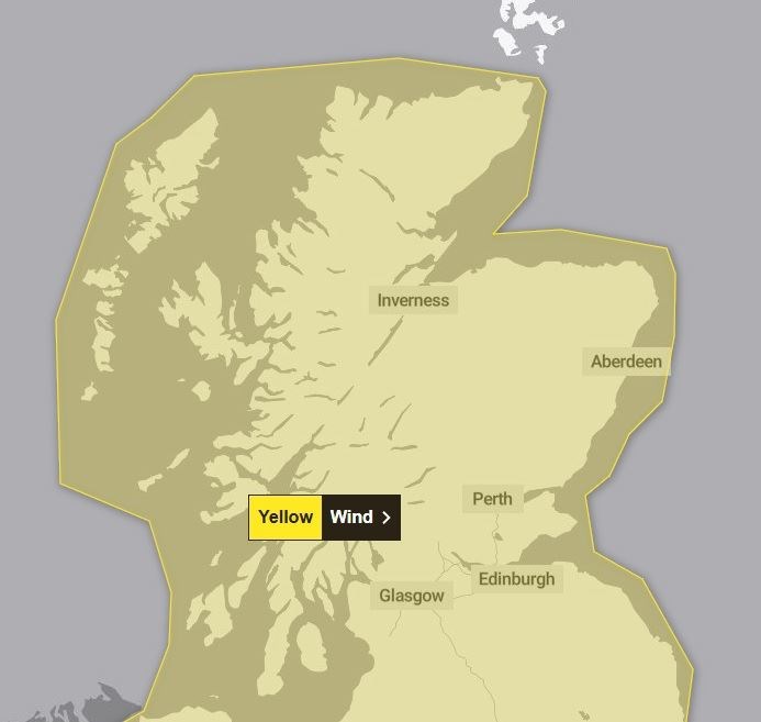 Sunday's newly announced warning covers all of Scotland except for the Northern Isles.