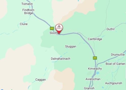 Precise location of the accident is not confirmed as yet but traffic is affected between Slochd and Carrbridge