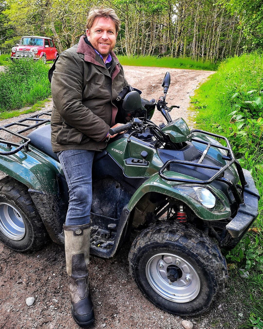 James Martin pictured on his quad biking adventure on Rothiemurchus by Aviemore.