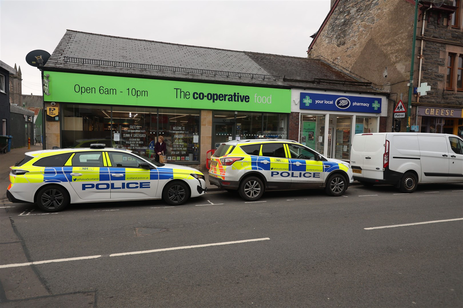 Police at the Co-op store this morning following the early morning break-in.
