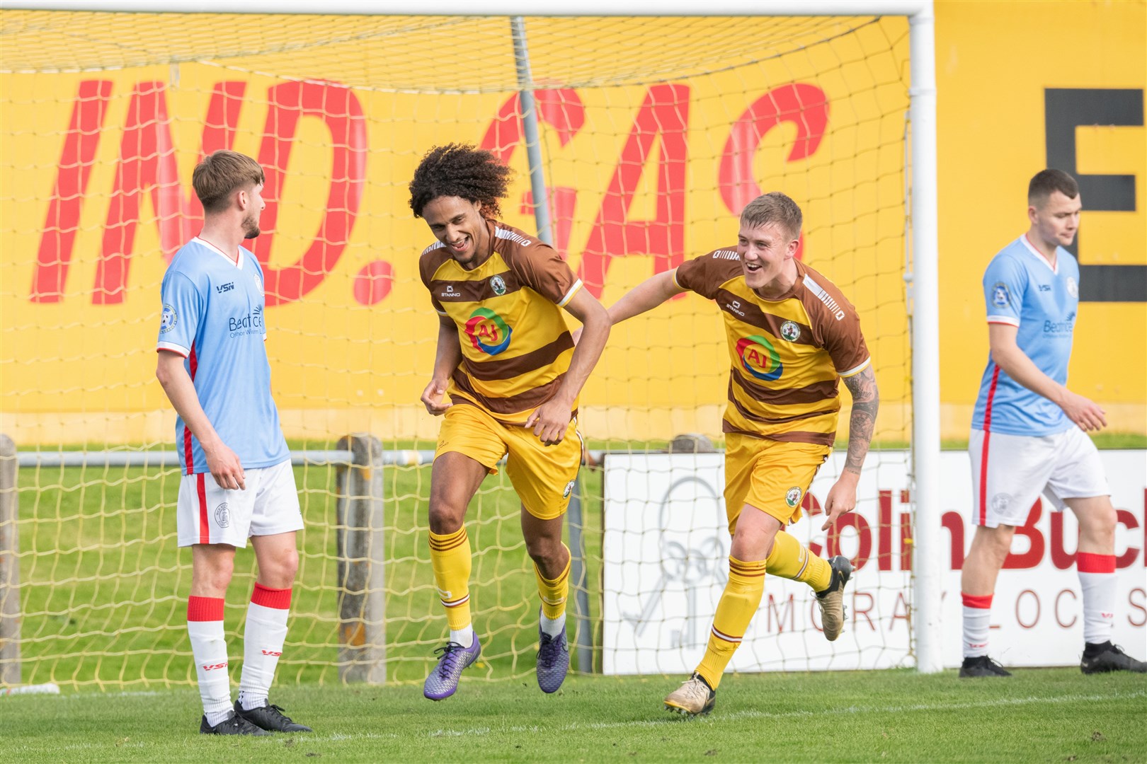 Jordan Alonge scored twice in Forres’ win at Deveronvale. Picture: Daniel Forsyth.