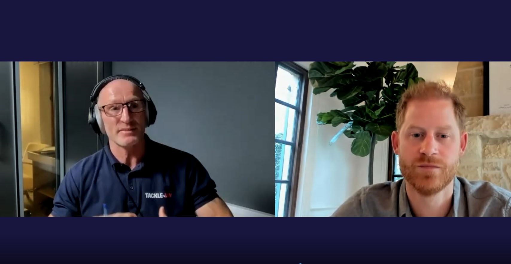 Gareth Thomas and Harry during their chat (Tackle HIV/PA)