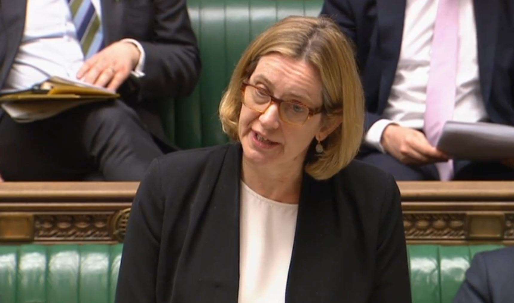 Home Secretary Amber Rudd makes the Windrush statement in the Houses of Parliament in April 2018 (PA)