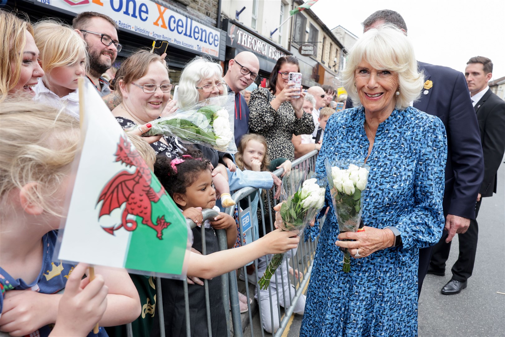 The Queen Consort during a visit to Treorchy High Street, Rhondda in July (Chris Jackson/PA)