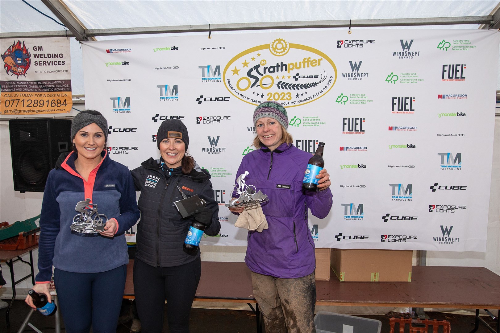 Gemma Baird right pictured with Catherine O'Brien and Catriona Wheeler who came joint second. Clare Taylor who finished third was not present at podium. Picture: Gary Williamson
