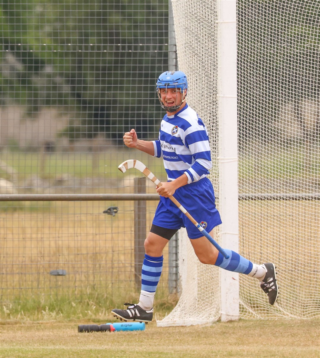 Martin Hall netted twice for Newtonmore in their win over Kinlochshiel.