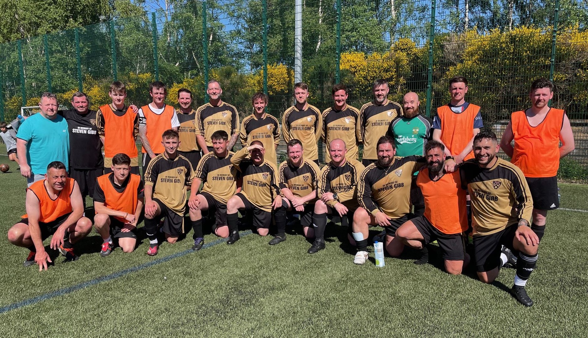 Members of the Speyside United squad and manager James Brannan (back left).