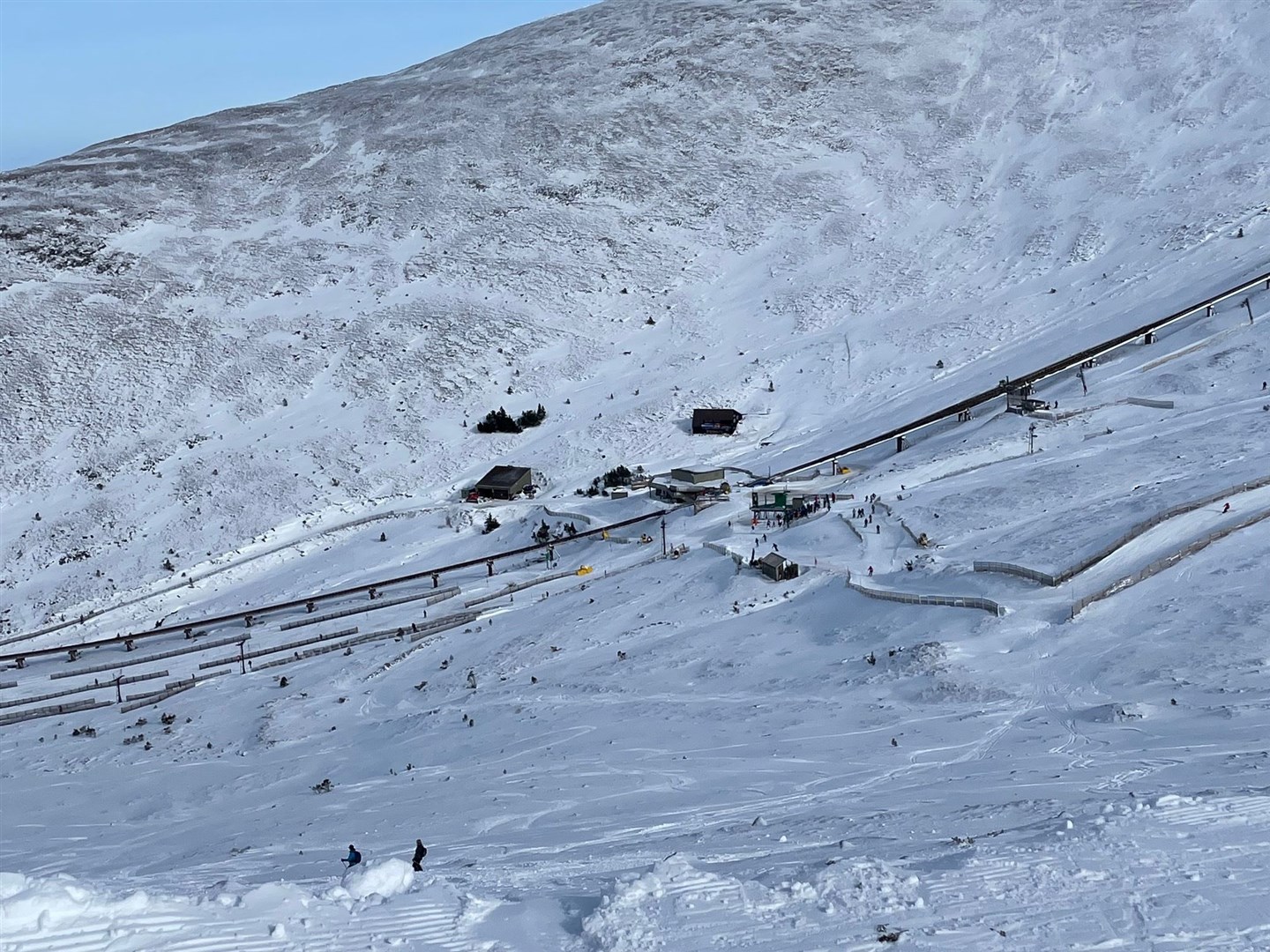 The mid station area on the funicular track at Cairngorm Mountain pictured at the end of last month.
