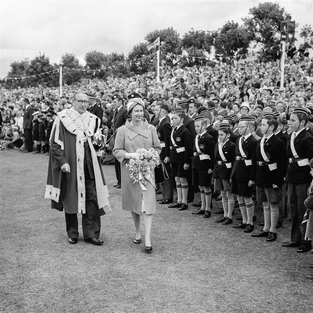 The Queen and The Duke of Edinburgh visit Nairn. Aug 1961. Picture: Northern Scot archive