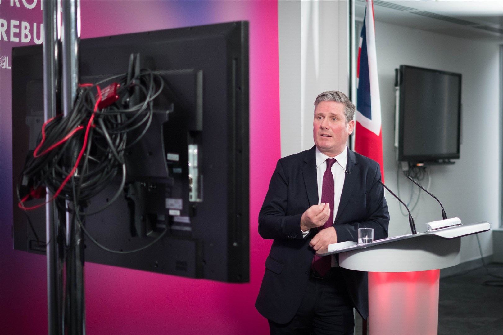 Labour leader Sir Keir Starmer delivered his speech to an online audience (Stefan Rousseau/PA)