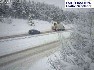 A camera still at the Slochd a little earlier on Thursday morning. Picture: Traffic Scotland.