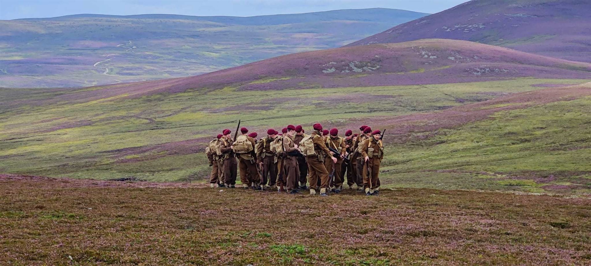 Turning back the clock with the soldiers in their old uniforms in the Cairngorms.