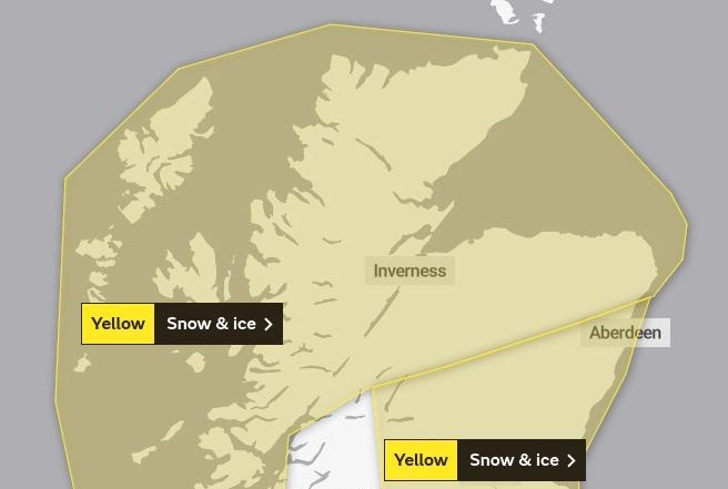 The newly-revised warning will now remain in place for longer and extends further south. Picture: Met Office.