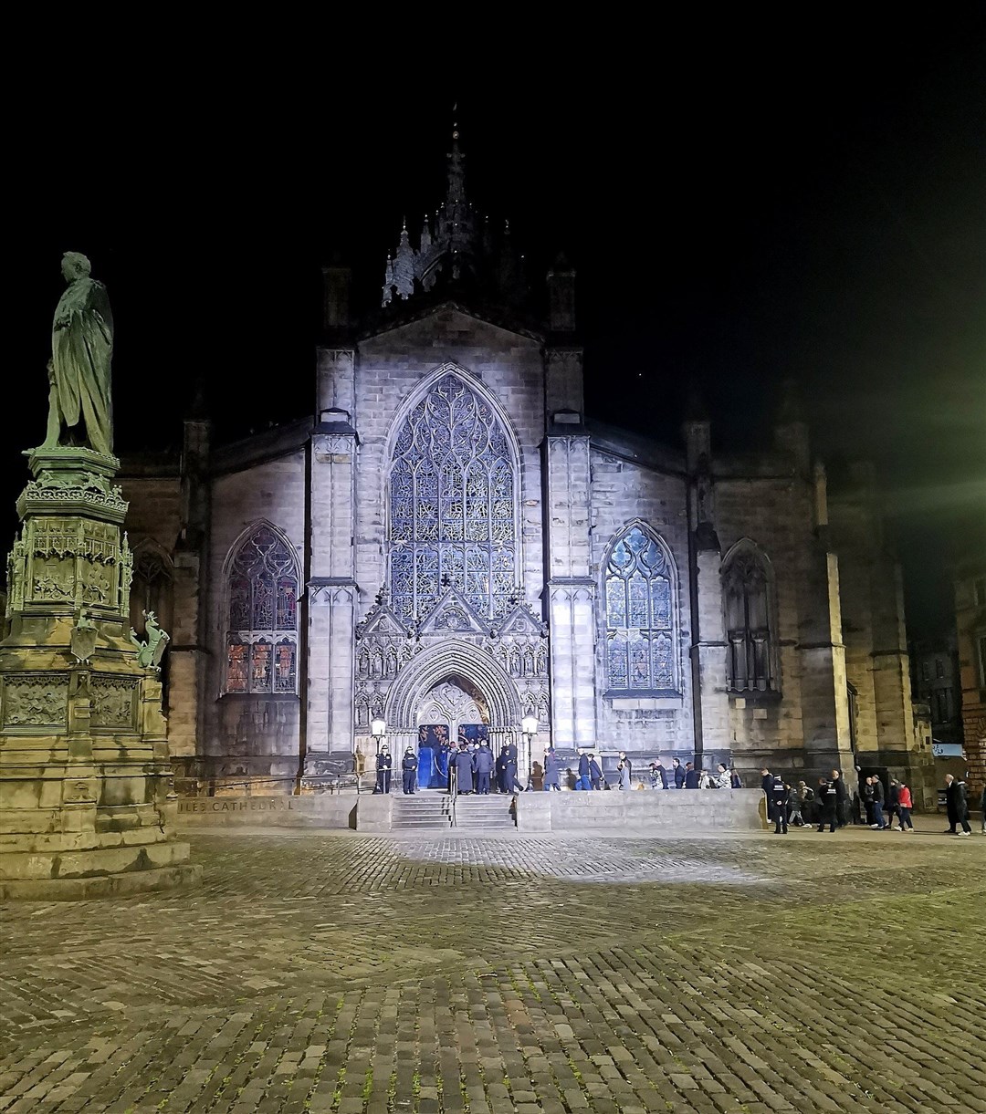 People filed into St Giles’ Cathedral throughout the night to pay their respects to the Queen (Mitch Stevenson/PA)