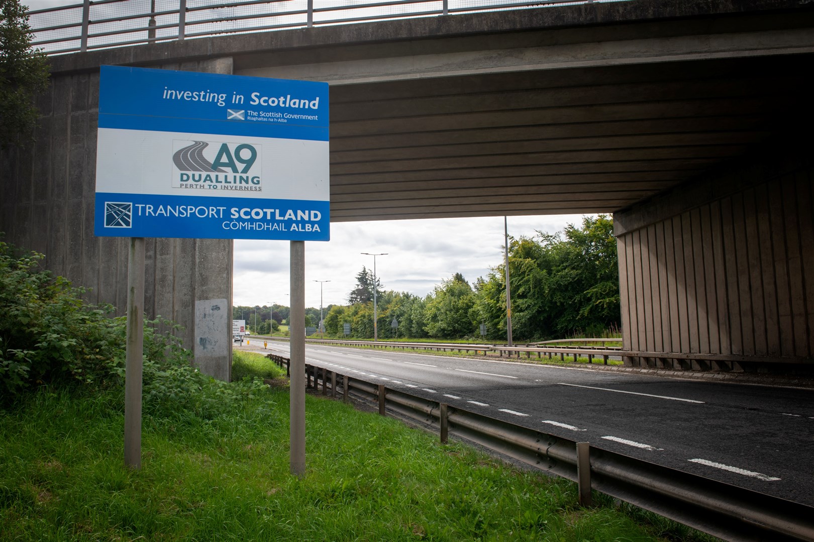 A9 dualling project sign leading south out of Inverness.