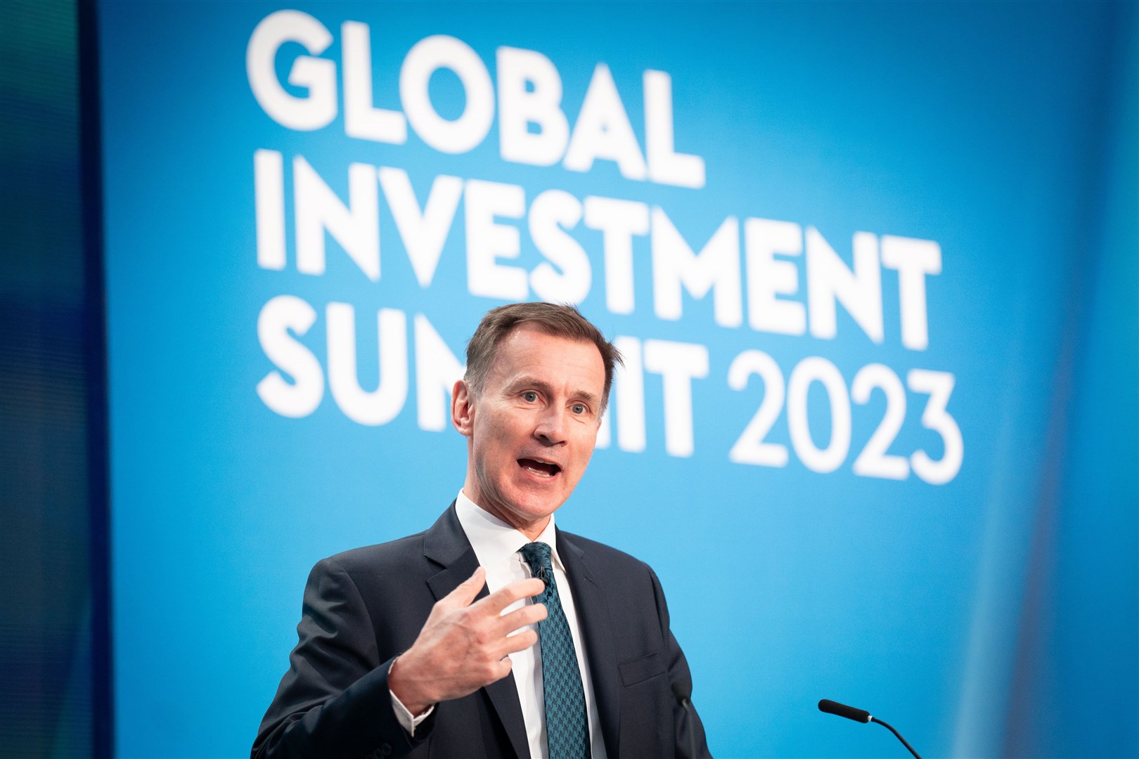 Chancellor Jeremy Hunt speaks at the Global Investment Summit at Hampton Court Palace (Stefan Rousseau/PA)