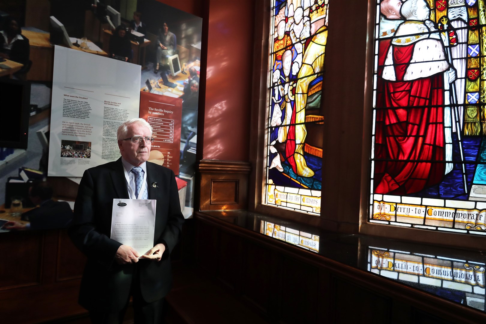John Kelly, whose brother Michael was killed on Bloody Sunday, at the Guildhall in Londonderry (Niall Carson/PA)