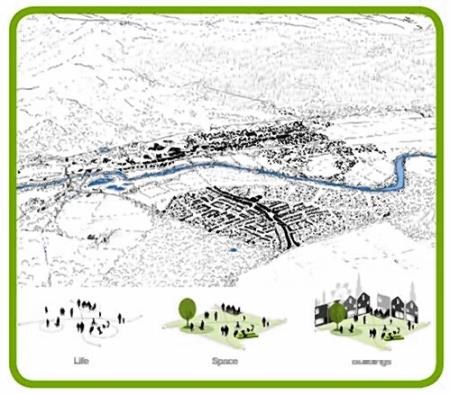 The scale of the new town in the foreground with Aviemore to the west