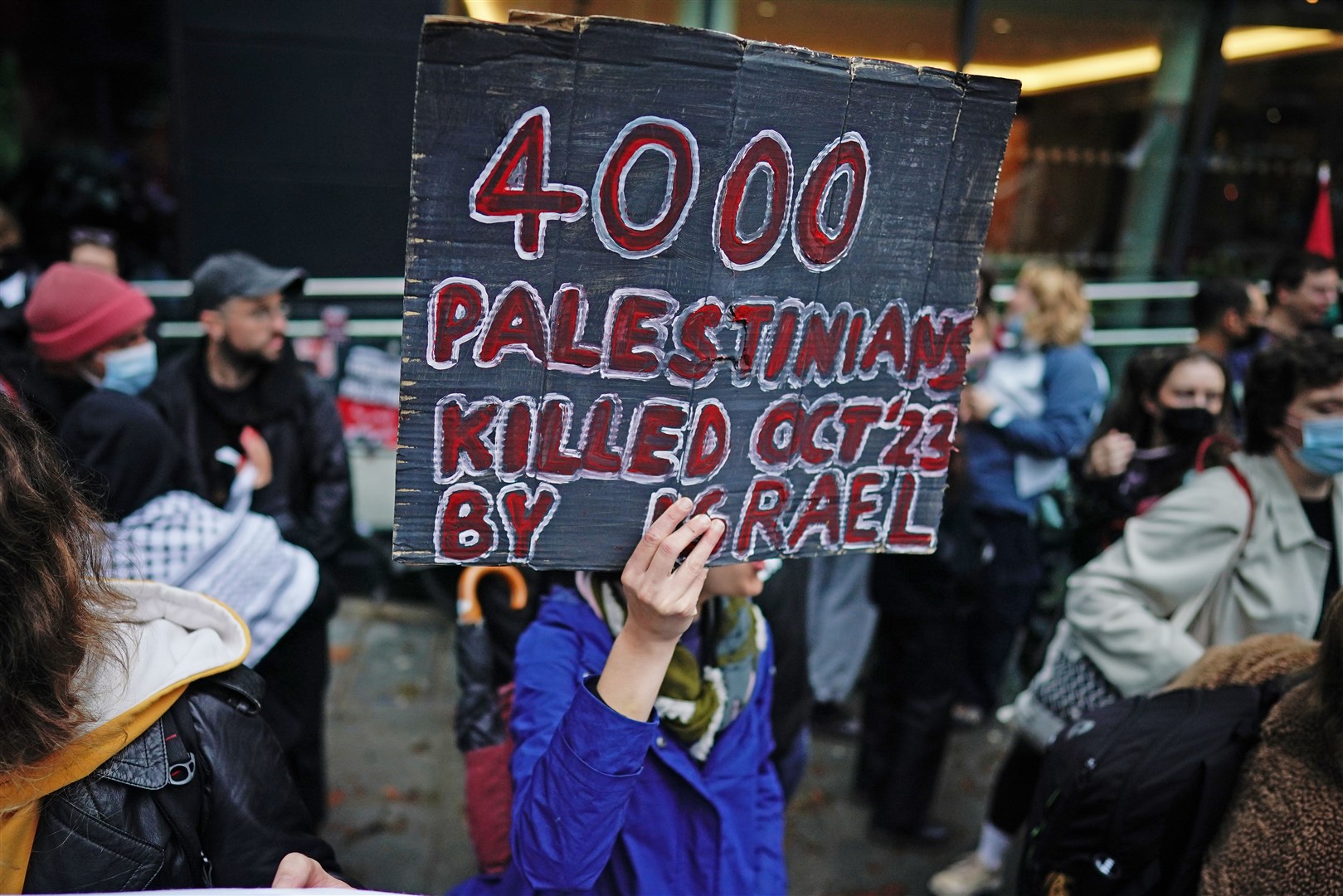 Demonstrators condemned Labour’s stance on the conflict (Aaron Chown/PA)