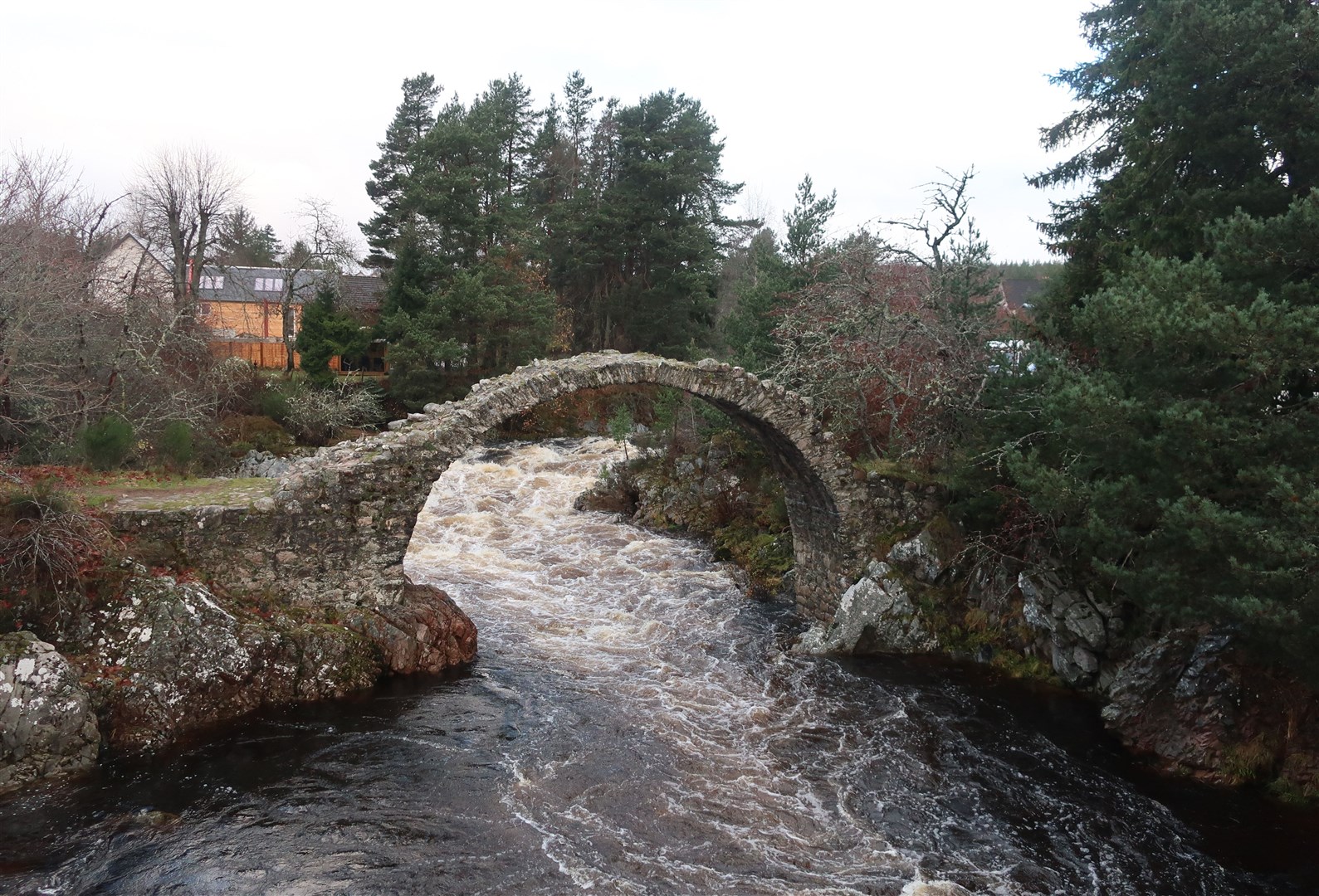 Visitors will be able to walk in safety from Aviemore and other points to see the old Pack Horse Bridge in Carrbridge once route is completed. Picture: John Davidson.