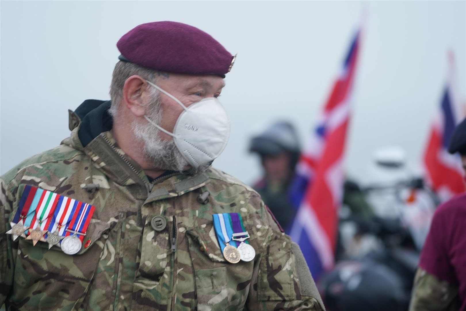 A veteran during a Remembrance Sunday ceremony at the Tommy statue on Terrace Green in Seaham, County Durham (Owen Humphreys/PA)