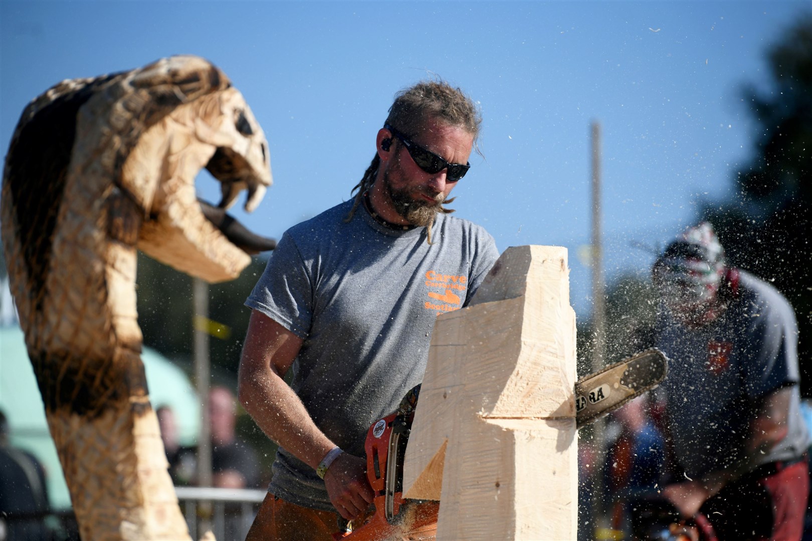 SNAKE EYES: Julian Carer from Devon hard at work. Picture: James Mackenzie