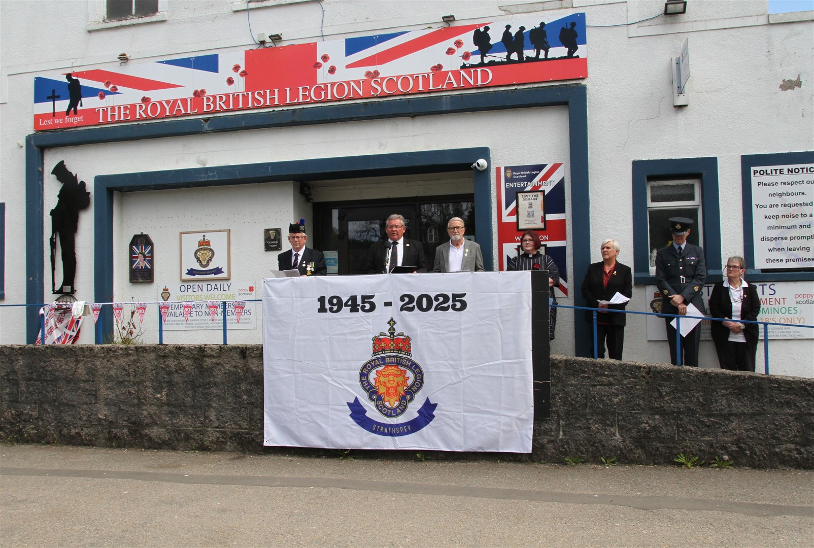 GRANTOWN VE DAY: Officials gave readings outside the legion clubrooms (Frances Porter)
