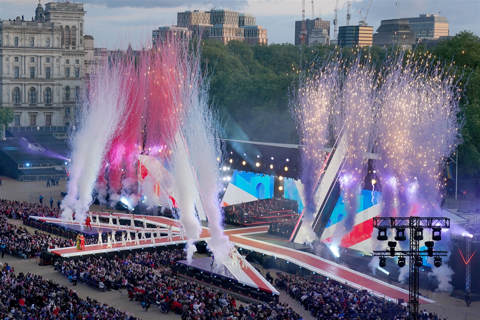 A view of the stage during the concert (Gareth Fuller/PA)