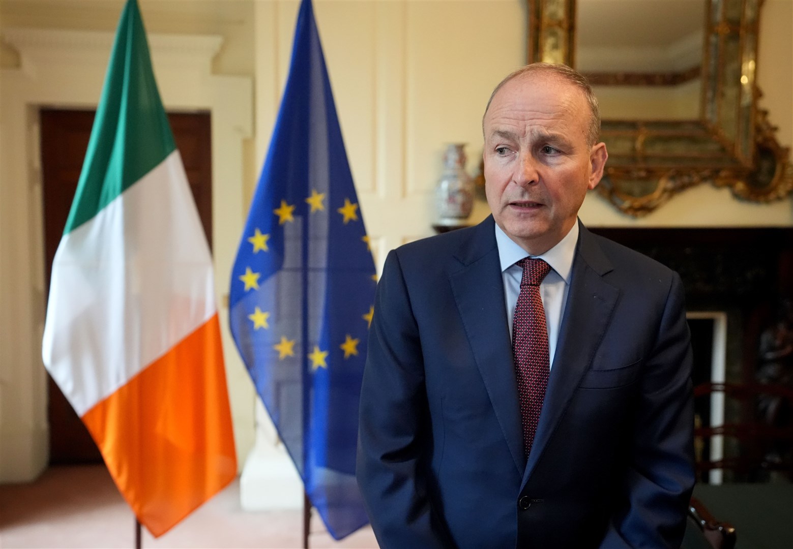 Tanaiste Micheal Martin at the department of foreign affairs in Dublin, after he called for the ‘immediate and unconditional release’ of all remaining hostages being held by Hamas (Niall Carson/PA)