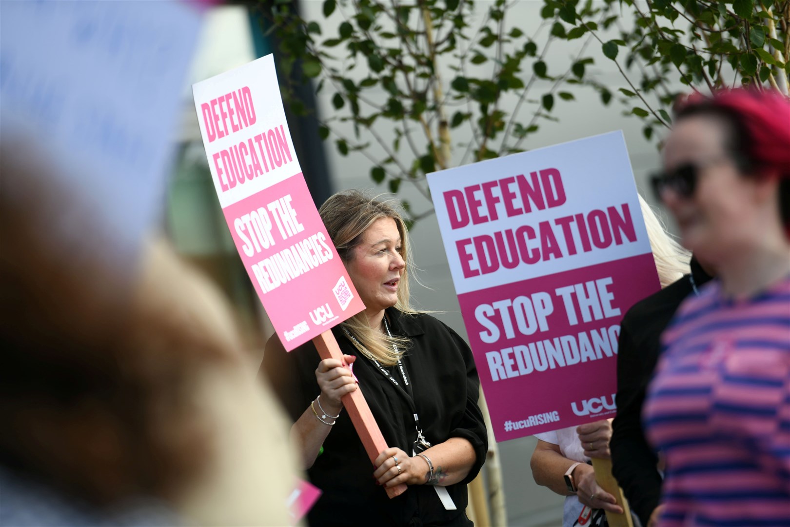 Staff protested outside university premises last month. Picture: Callum Mackay