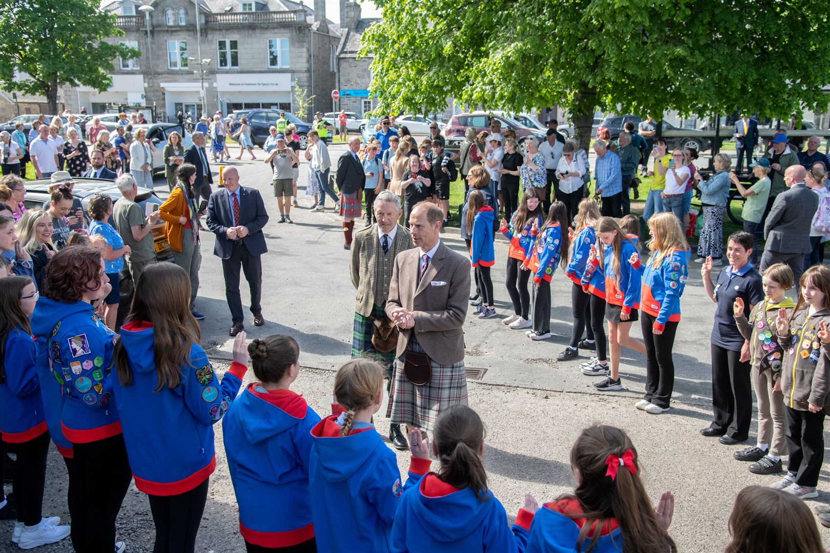 The crowds came out for the visit to Grantown ths afternoon. Picture: Daniel Forsyth.