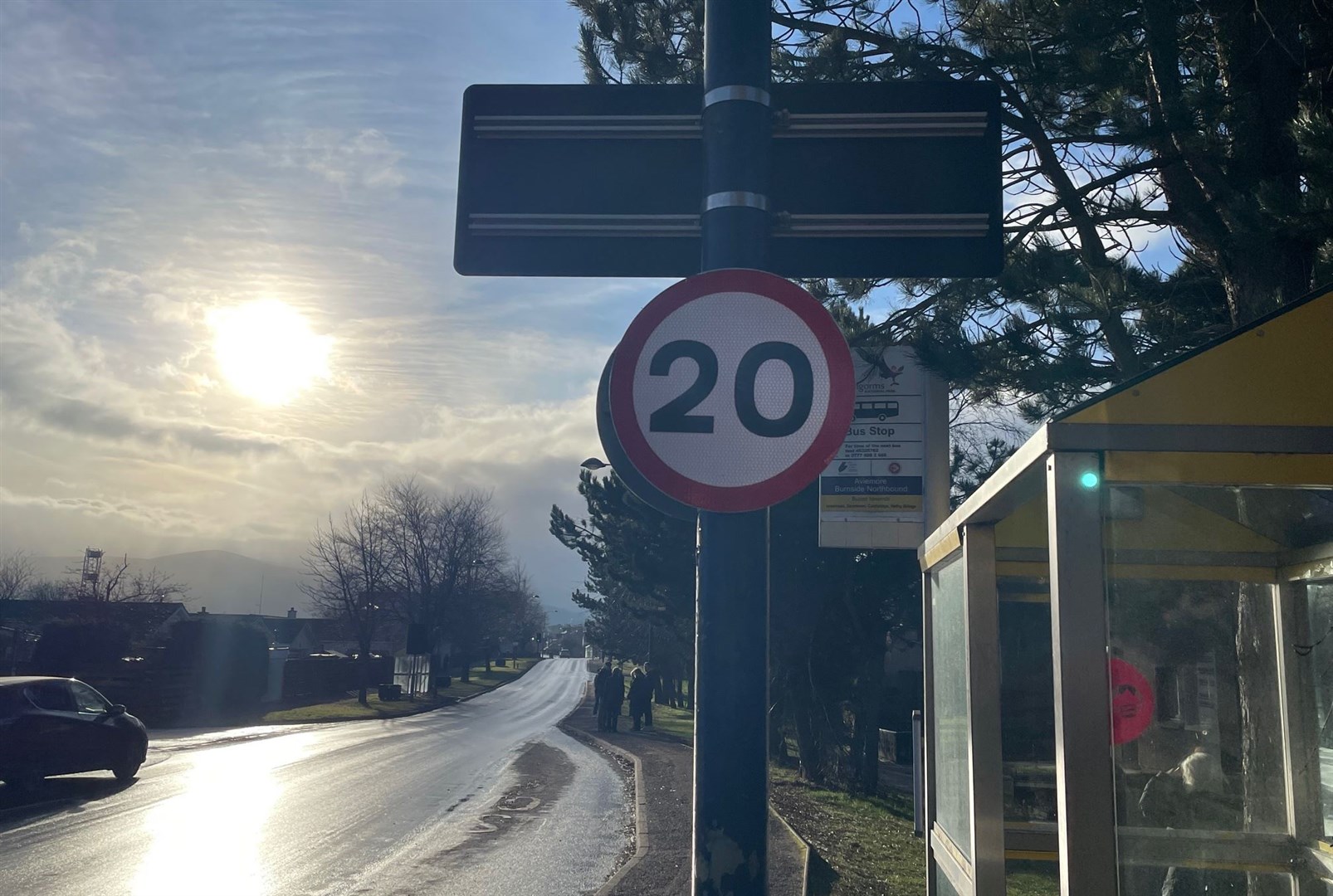 The 20mph limit in place on Aviemore's lengthy Grampian Road.